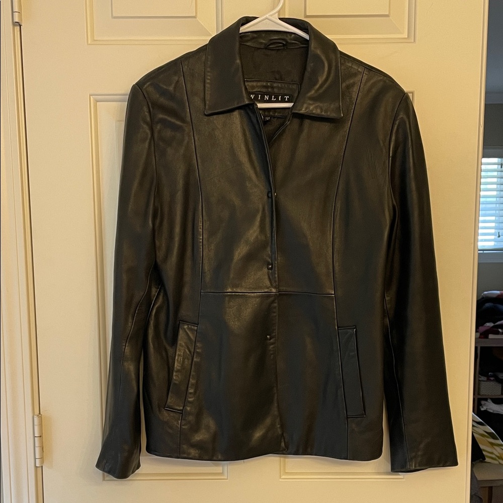 Winlet black leather jacket Medium